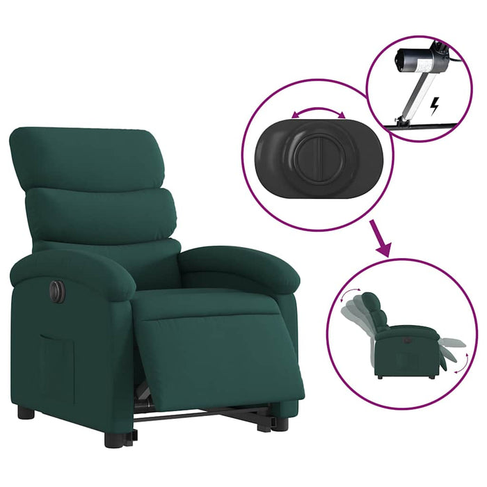 Fotoliu electric rabatabil cu ridicare, verde închis, textil WALTI