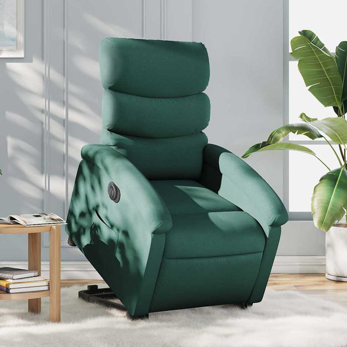 Fotoliu electric rabatabil cu ridicare, verde închis, textil WALTI