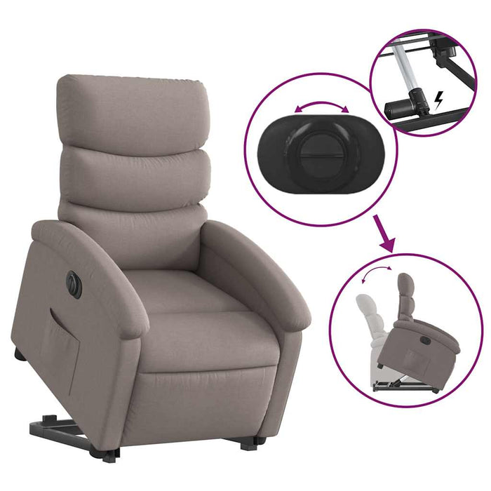 Fotoliu electric rabatabil cu ridicare, gri taupe, textil - WALTI WALTI