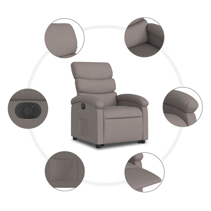 Fotoliu electric rabatabil cu ridicare, gri taupe, textil - WALTI WALTI