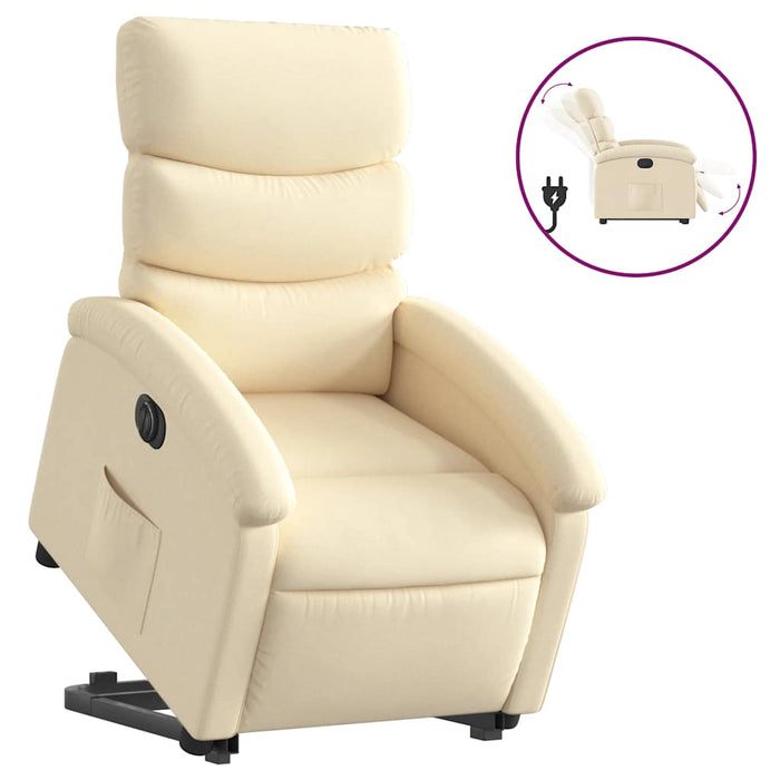 Fotoliu electric rabatabil cu ridicare, crem, textil - WALTI WALTI
