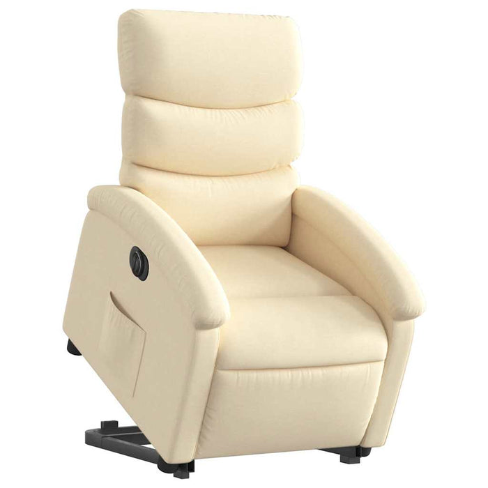 Fotoliu electric rabatabil cu ridicare, crem, textil - WALTI WALTI