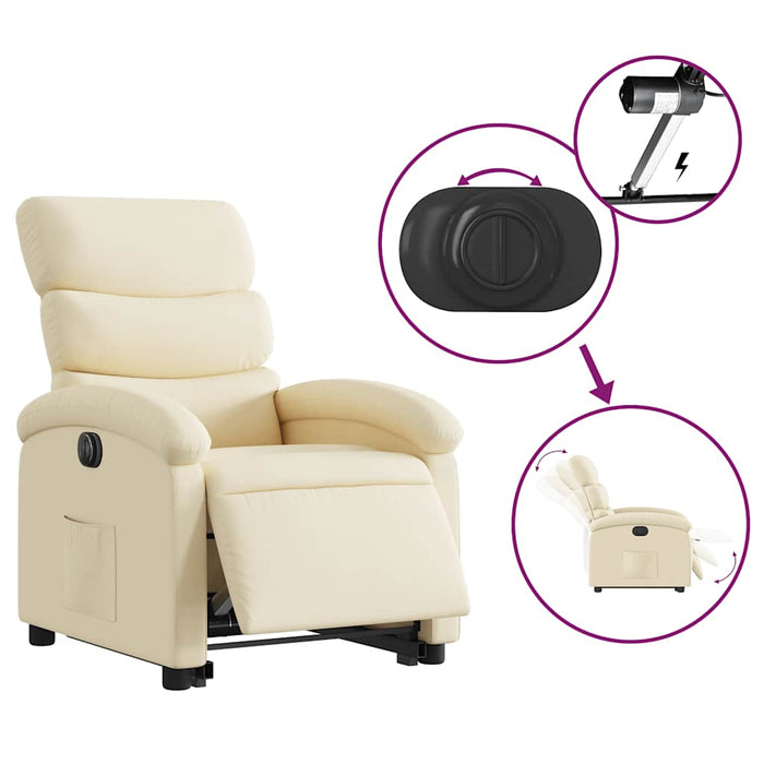 Fotoliu electric rabatabil cu ridicare, crem, textil - WALTI WALTI