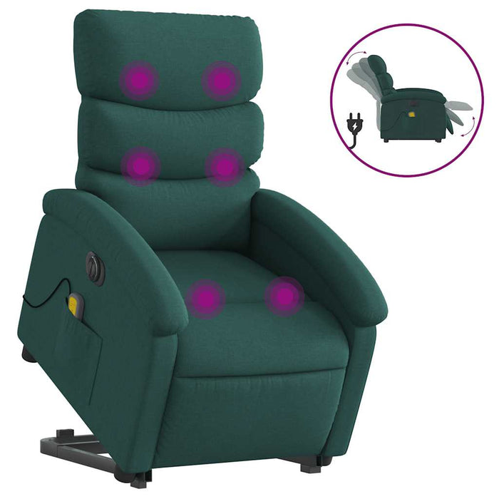 Fotoliu electric masaj rabatabil / ridicare verde închis textil - WALTI WALTI