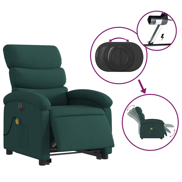 Fotoliu electric masaj rabatabil / ridicare verde închis textil - WALTI WALTI