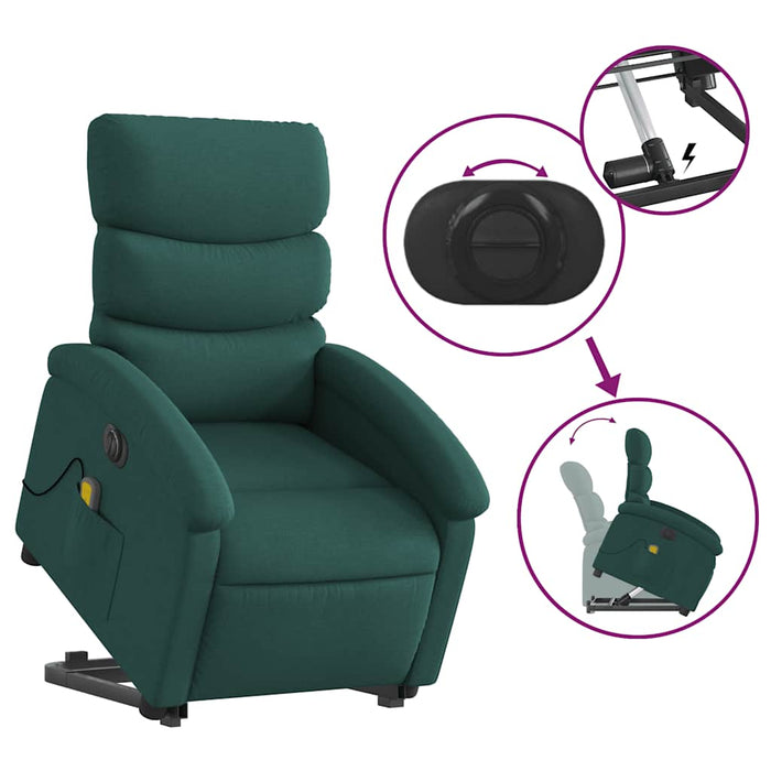 Fotoliu electric masaj rabatabil / ridicare verde închis textil - WALTI WALTI