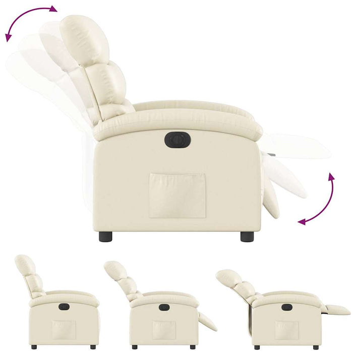 Fotoliu rabatabil electric, crem, piele ecologică - WALTI WALTI