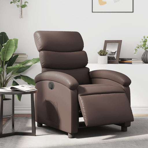 Fotoliu rabatabil electric, maro, piele ecologică - WALTI WALTI