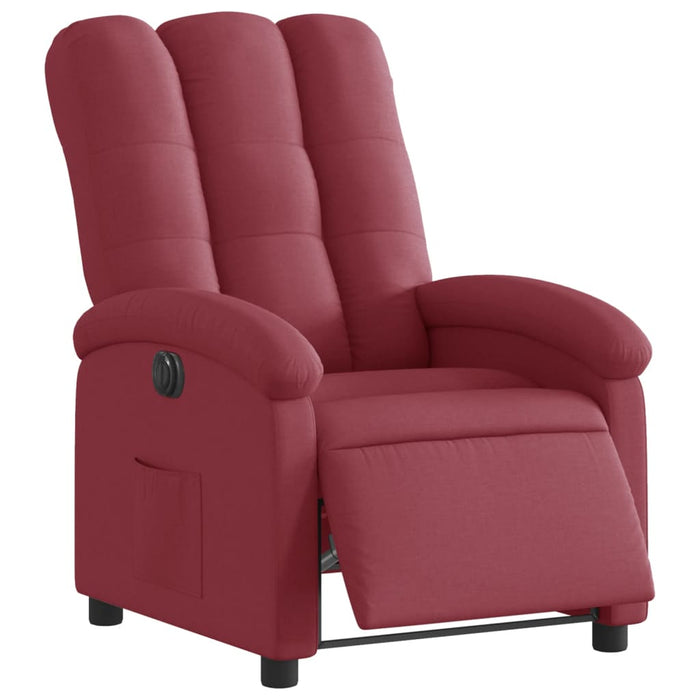 Fotoliu rabatabil electric, roșu vin, material textil WALTI