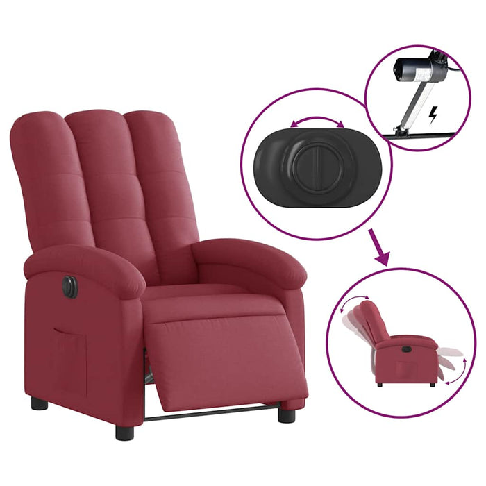 Fotoliu rabatabil electric, roșu vin, material textil WALTI