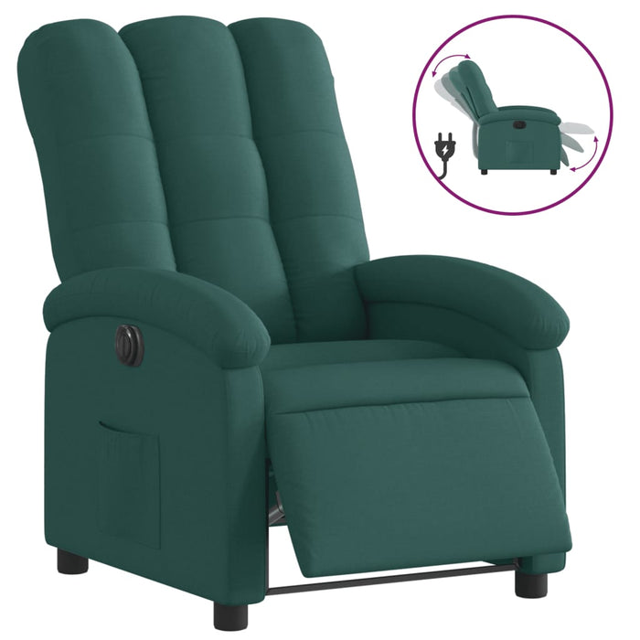 Fotoliu rabatabil electric, verde închis, material textil - WALTI WALTI