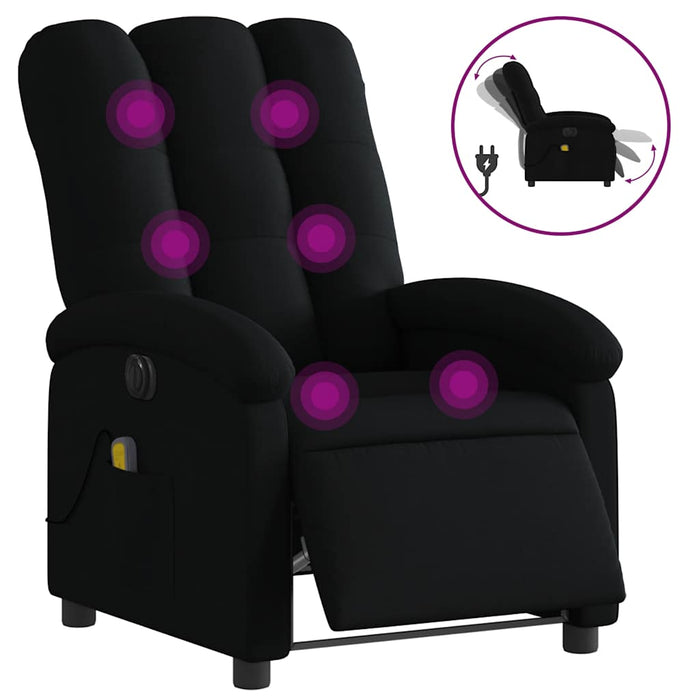 Fotoliu electric de masaj rabatabil, negru, textil - WALTI WALTI