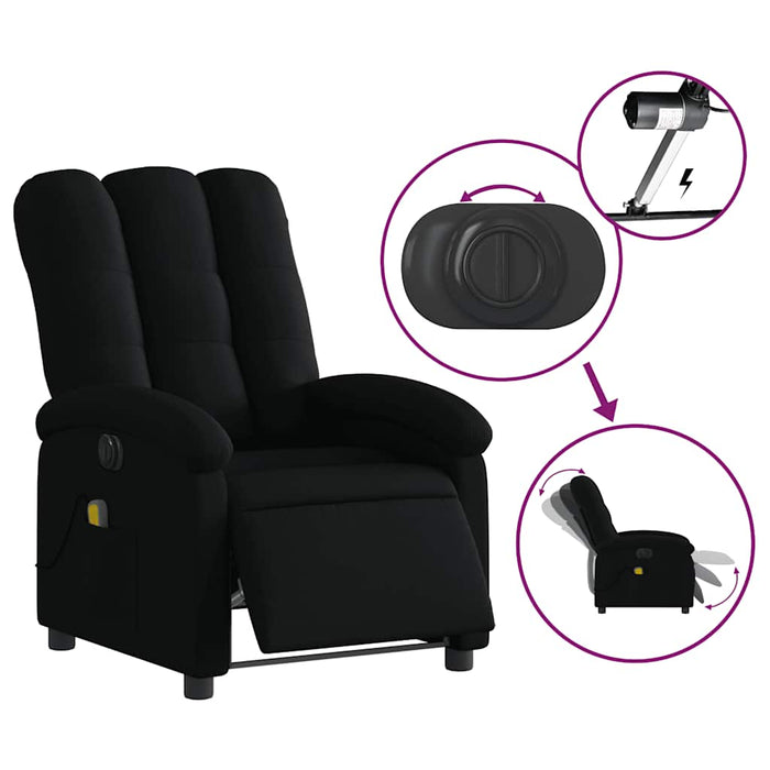 Fotoliu electric de masaj rabatabil, negru, textil - WALTI WALTI