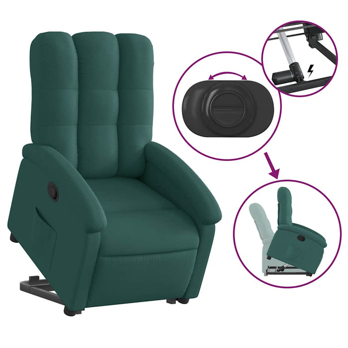 Fotoliu rabatabil ridicare pe verticală, verde închis, textil - WALTI WALTI