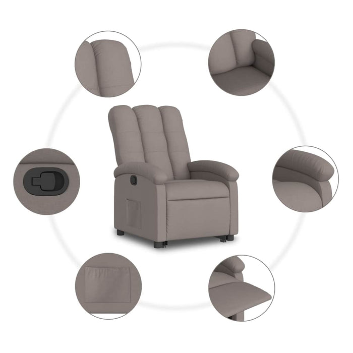 Fotoliu rabatabil cu ridicare pe verticală, gri taupe, textil - WALTI WALTI