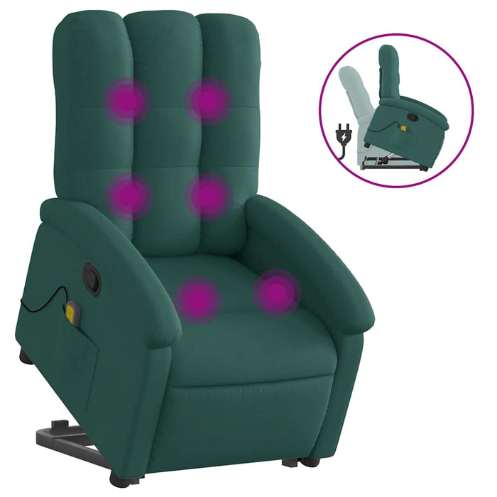 Fotoliu rabatabil de masaj, cu ridicare, verde închis, textil - WALTI WALTI