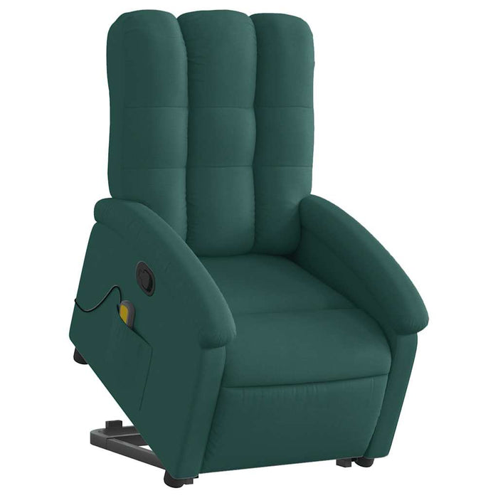 Fotoliu rabatabil de masaj, cu ridicare, verde închis, textil - WALTI WALTI