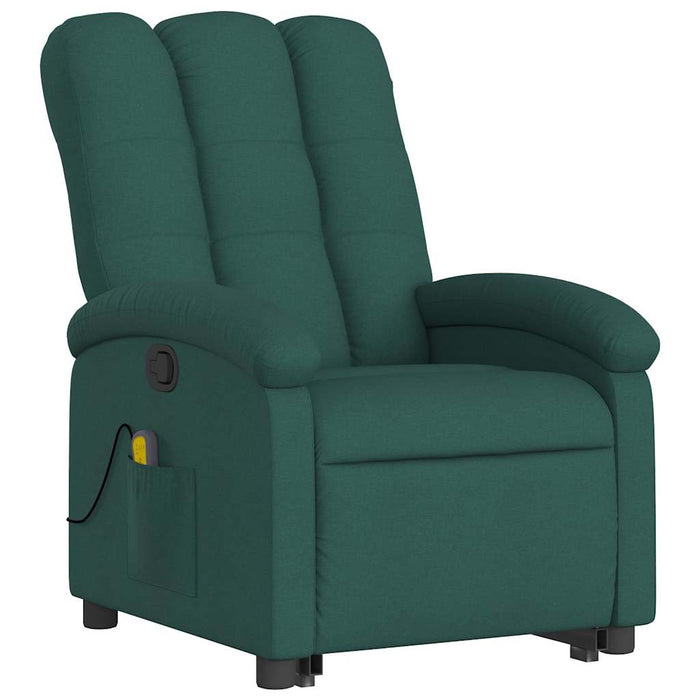 Fotoliu rabatabil de masaj, cu ridicare, verde închis, textil - WALTI WALTI
