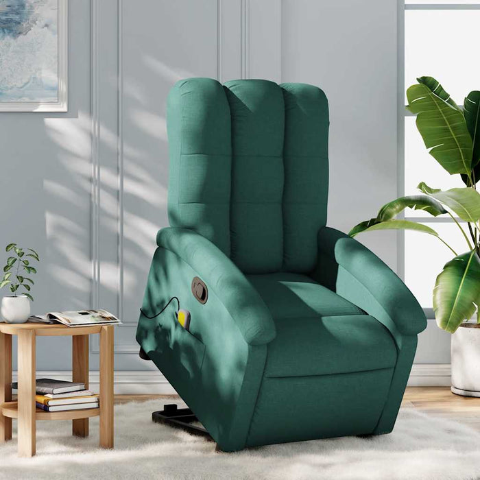 Fotoliu rabatabil de masaj, cu ridicare, verde închis, textil - WALTI WALTI