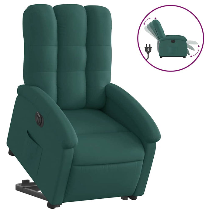 Fotoliu electric rabatabil cu ridicare, verde închis, textil WALTI
