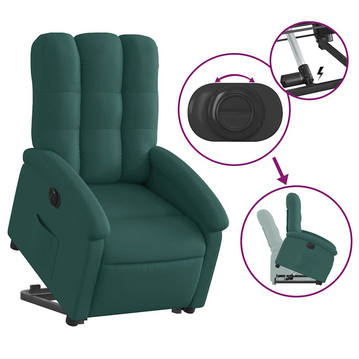 Fotoliu electric rabatabil cu ridicare, verde închis, textil WALTI