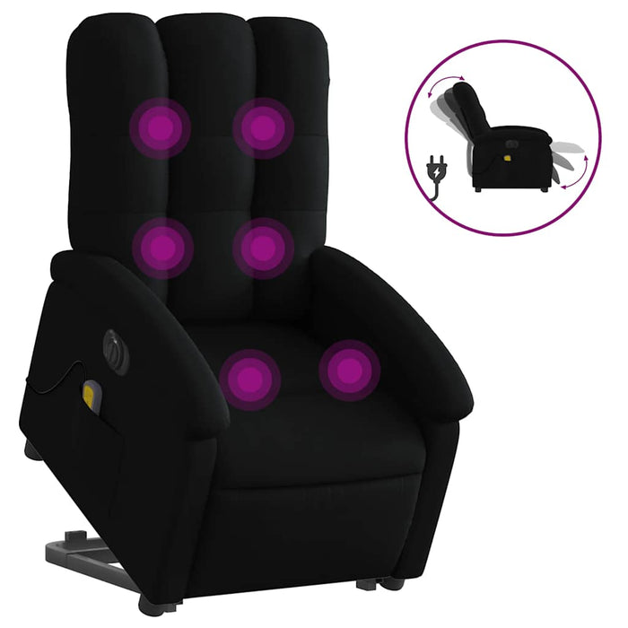 Fotoliu electric de masaj rabatabil cu ridicare, negru, textil WALTI