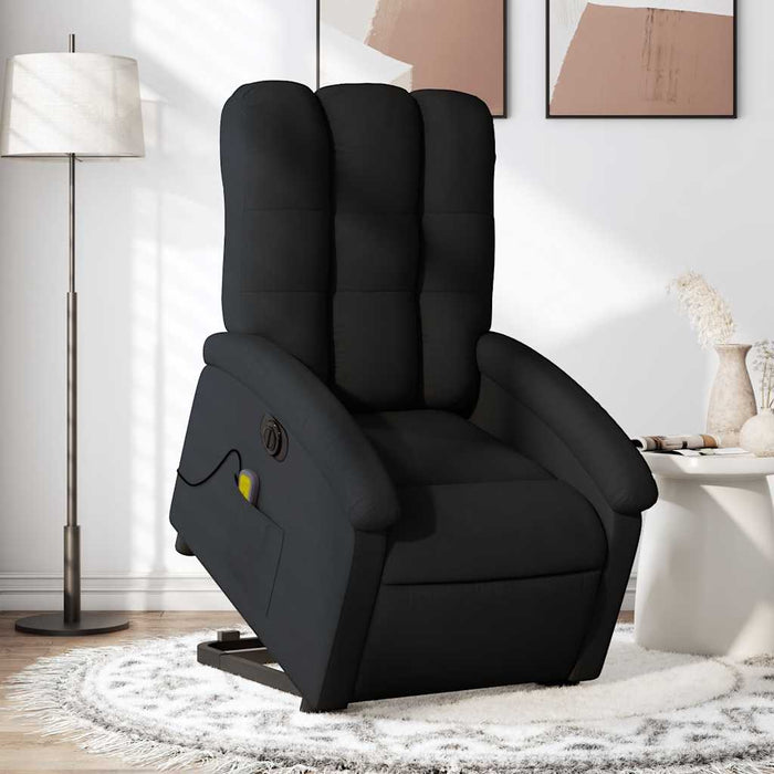 Fotoliu electric de masaj rabatabil cu ridicare, negru, textil WALTI