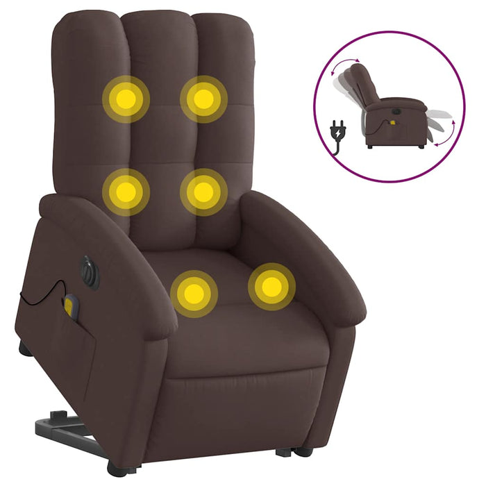 Fotoliu electric masaj rabatabil cu ridicare maro închis textil - WALTI WALTI