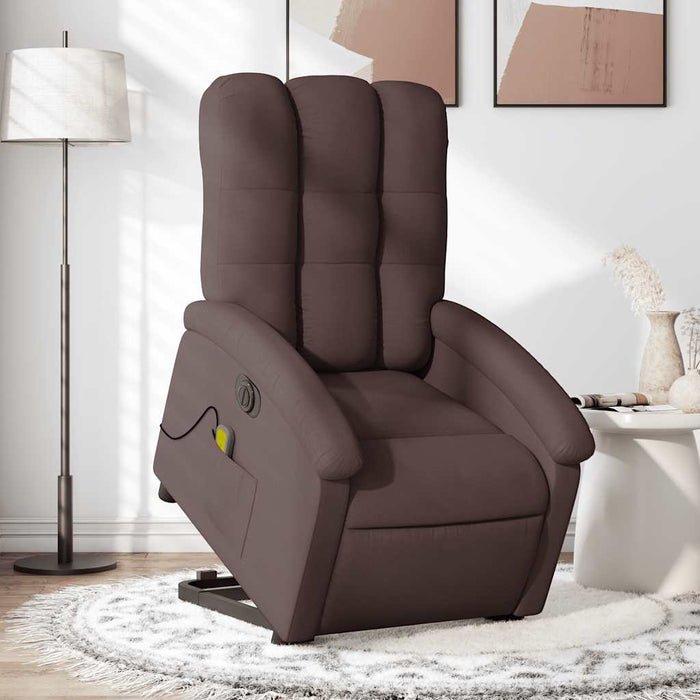 Fotoliu electric masaj rabatabil cu ridicare maro închis textil - WALTI WALTI