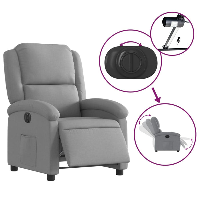 Fotoliu rabatabil electric, gri deschis, textil - WALTI WALTI