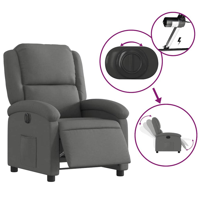 Fotoliu rabatabil electric, gri închis, material textil - WALTI WALTI