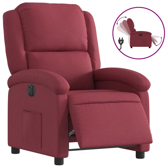 Fotoliu rabatabil electric, roșu vin, material textil - WALTI WALTI