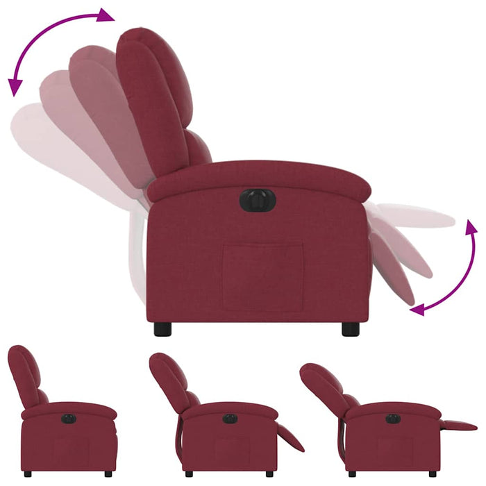 Fotoliu rabatabil electric, roșu vin, material textil - WALTI WALTI