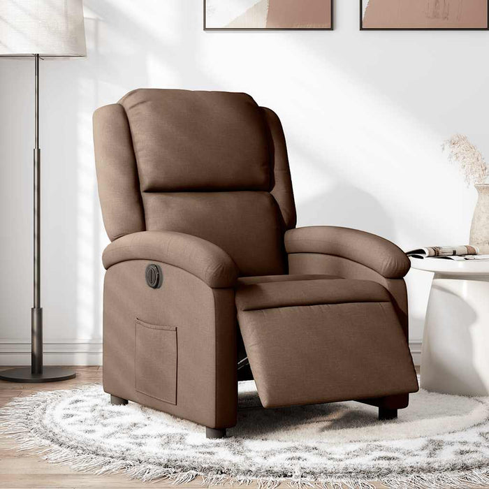 Fotoliu rabatabil electric, maro, material textil WALTI