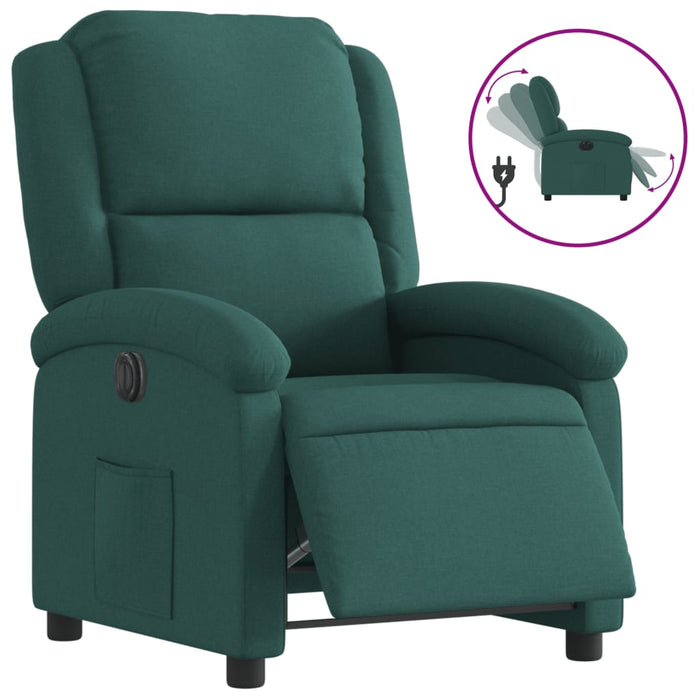 Fotoliu rabatabil electric, verde închis, material textil WALTI