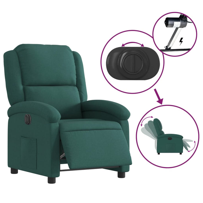 Fotoliu rabatabil electric, verde închis, material textil WALTI