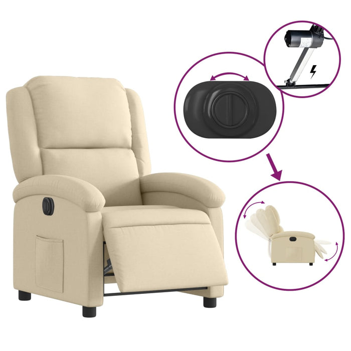 Fotoliu rabatabil electric, crem, material textil - WALTI WALTI