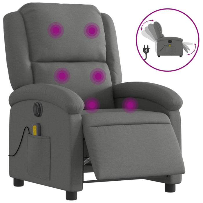 Fotoliu electric de masaj rabatabil, gri închis, textil - WALTI WALTI