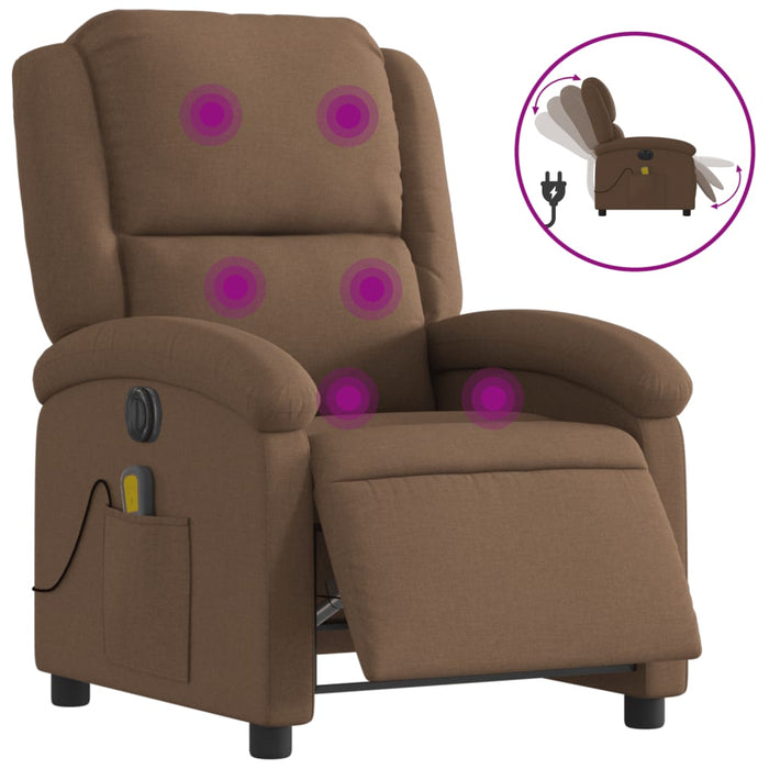Fotoliu electric de masaj rabatabil, maro, textil - WALTI WALTI