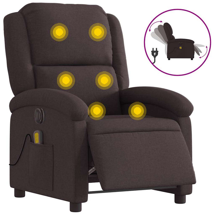 Fotoliu electric de masaj rabatabil, maro închis, textil WALTI