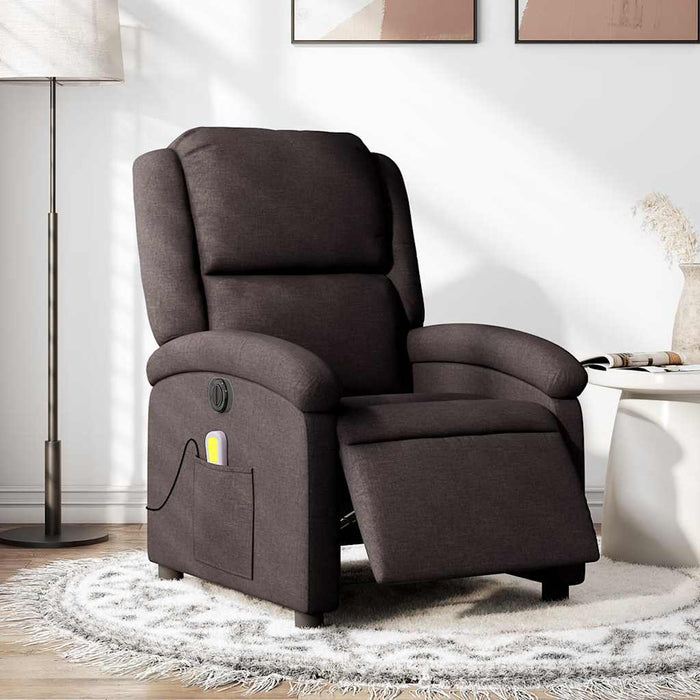 Fotoliu electric de masaj rabatabil, maro închis, textil WALTI