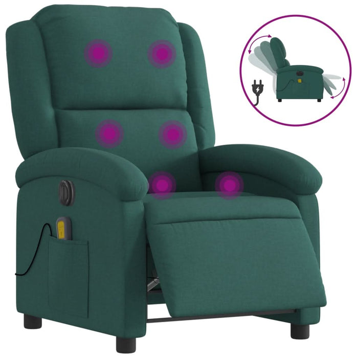 Fotoliu electric de masaj rabatabil, verde închis, textil - WALTI WALTI