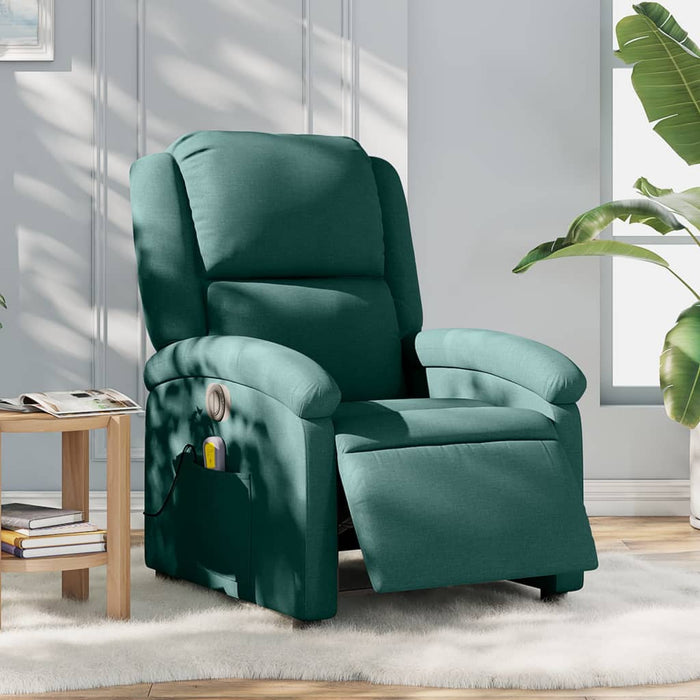 Fotoliu electric de masaj rabatabil, verde închis, textil WALTI