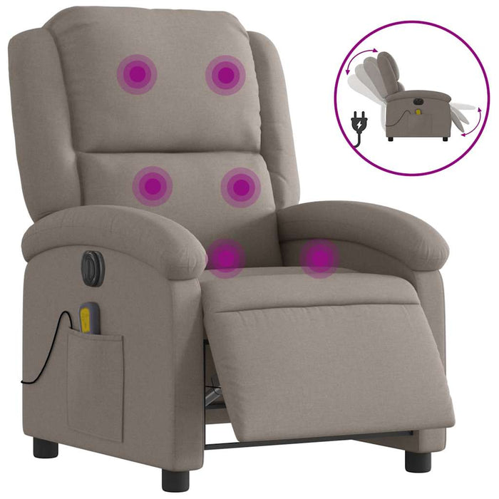 Fotoliu electric de masaj rabatabil, gri taupe, textil WALTI