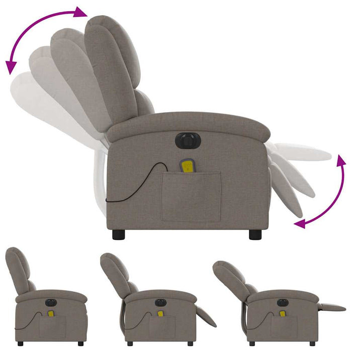 Fotoliu electric de masaj rabatabil, gri taupe, textil WALTI