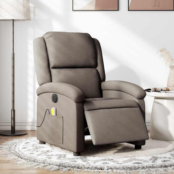 Fotoliu electric de masaj rabatabil, gri taupe, textil WALTI