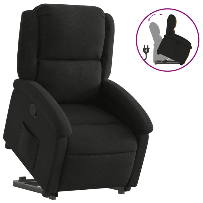 Fotoliu rabatabil cu ridicare pe verticală, negru, textil WALTI
