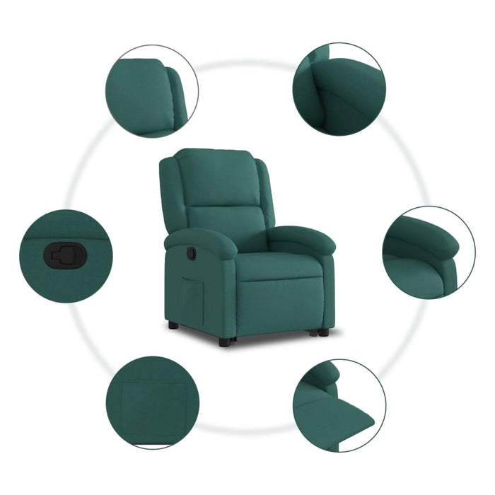Fotoliu rabatabil ridicare pe verticală, verde închis, textil - WALTI WALTI
