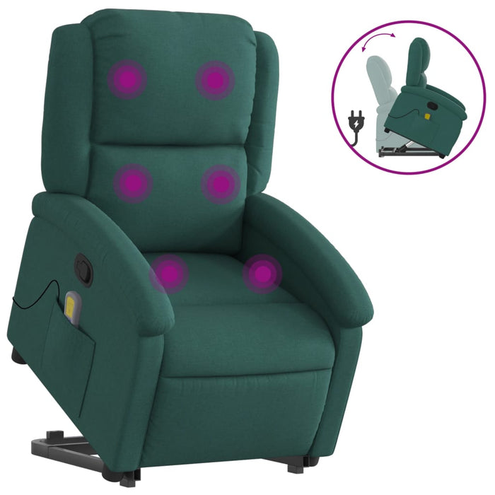 Fotoliu rabatabil de masaj, cu ridicare, verde închis, textil - WALTI WALTI