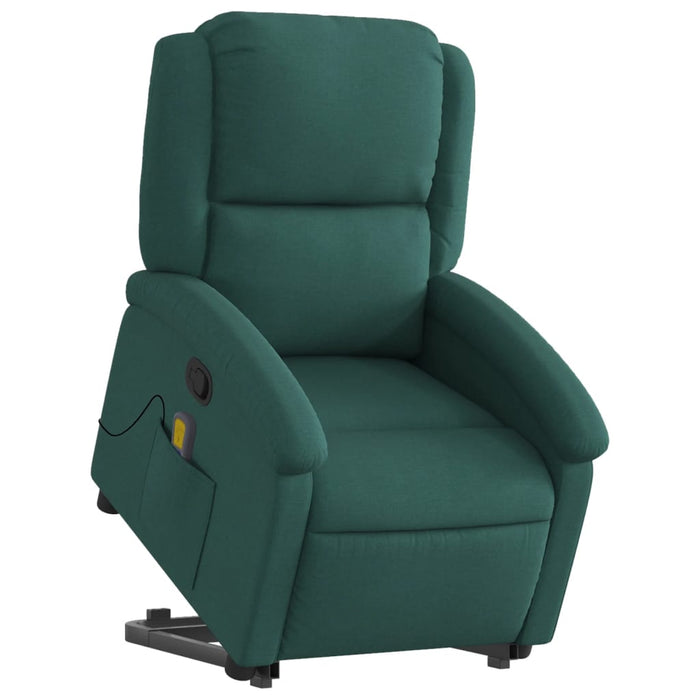 Fotoliu rabatabil de masaj, cu ridicare, verde închis, textil - WALTI WALTI